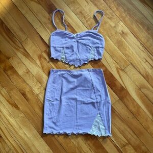 SHEIN Purple Lace Accent Skirt Set